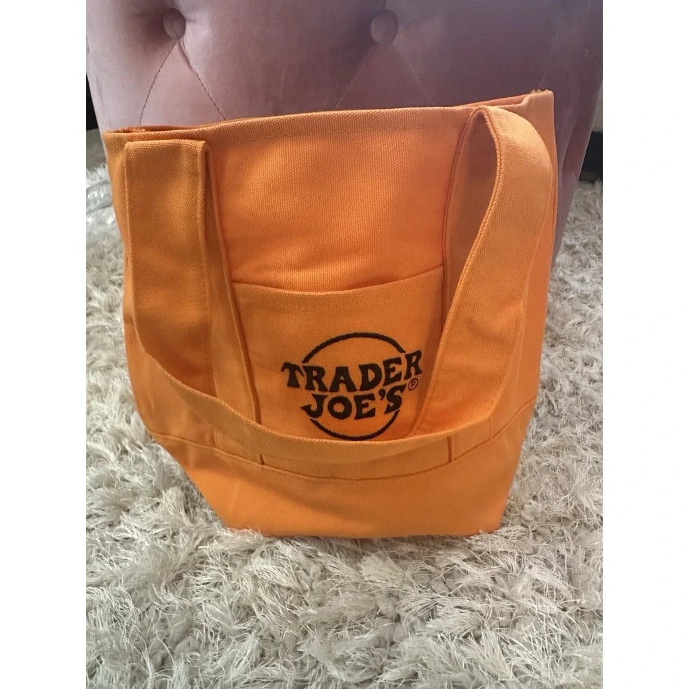 Trader Joe's Mini Trick Or Treat Canvas Tote Bag ORANGE HALLOWEEN RARE FAST SHIP
